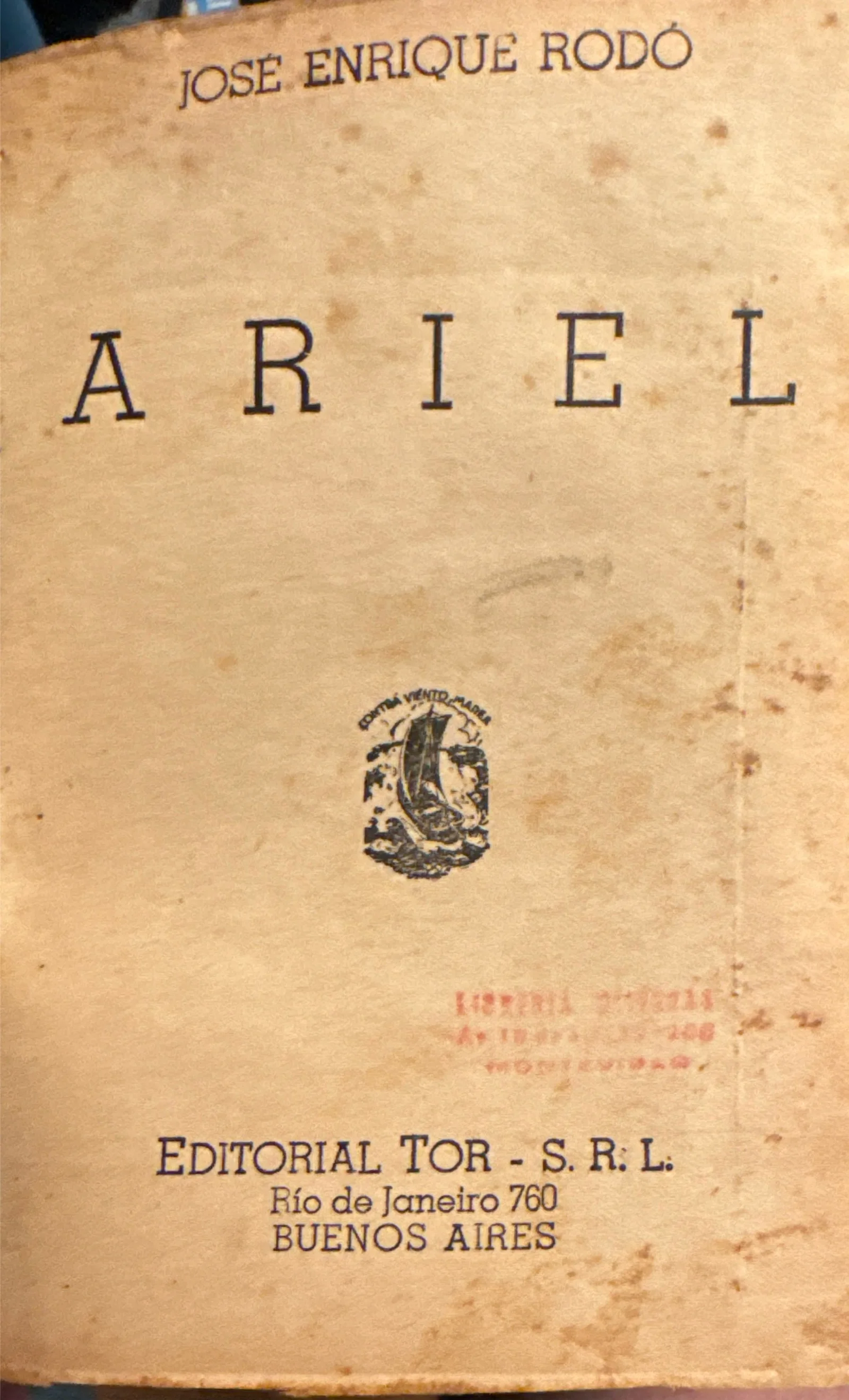 Jose Rodo Ariel Ariel | José Enrique Rodó | TOR | Tremendos Libros